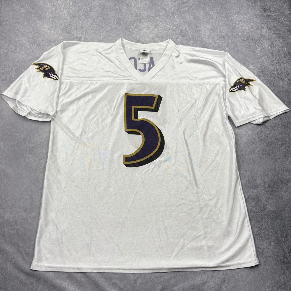 NFL Team Apparel Joe Flacco Baltimore Ravens Jersey Mens XL White Football 5